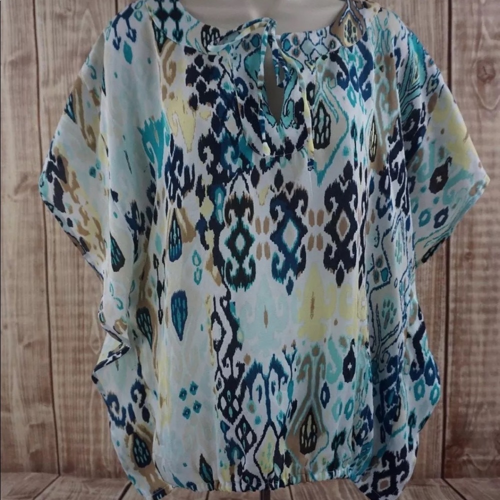 New York & Company Womens Blue Lyrics Top